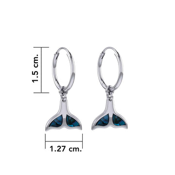 Inlaid Whale Tail Silver Hoop Earrings TER2085 - Jewelry